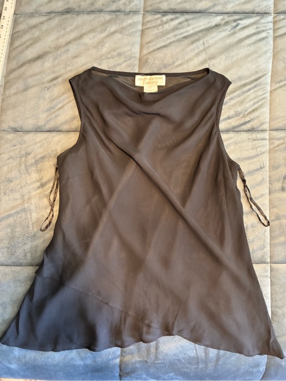 Jones New York 12 Black Sleeveless Draped Chiffon Camisole 💯 Rayon Lagenlook EUC